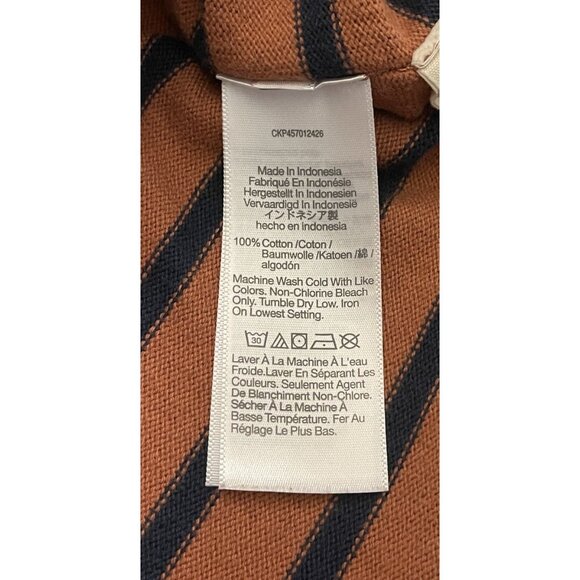 Madewell Luxe Long-Sleeve Tee in Casler Stripe Rust Orange Navy Blue SZ Medium - Picture 8 of 8